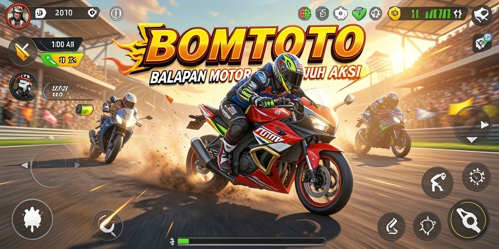 Gameplay menarik dengan balapan motor yang seru.