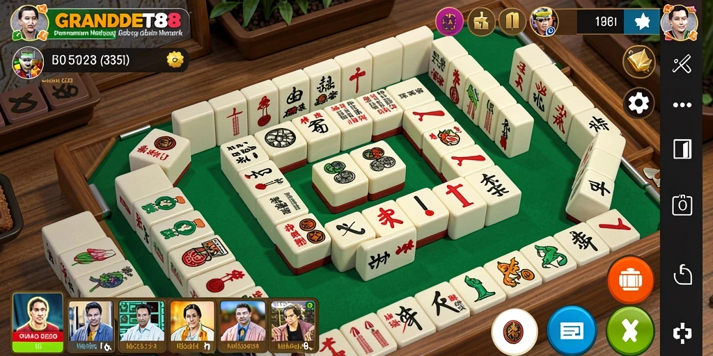 Tampilan gameplay Mahjong yang menampilkan keseruan bermain GRANDBET88.
