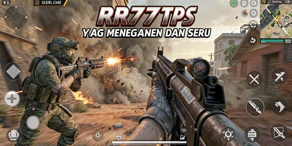 Tampilan gameplay RR777 yang mendebarkan dalam pertempuran TPS.