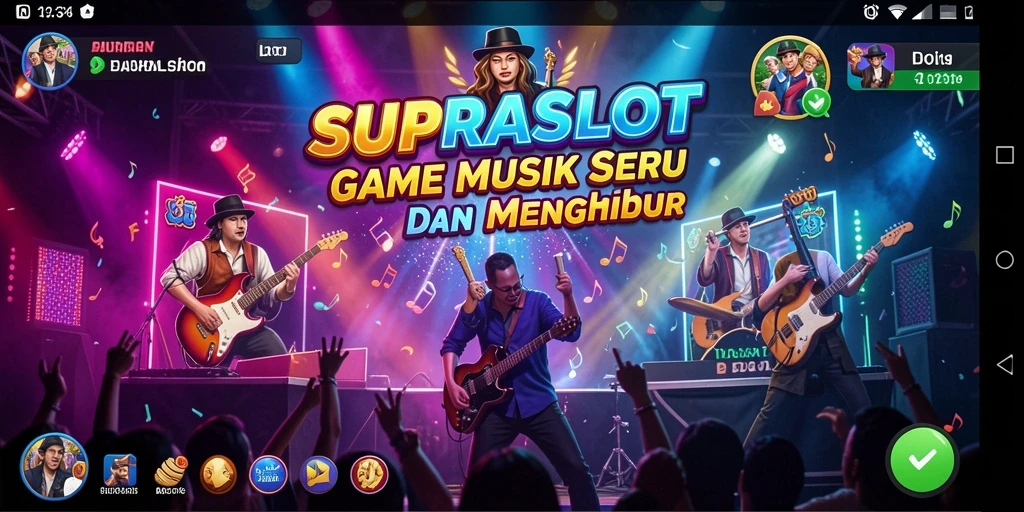 Tangkapan layar gameplay <strong>SUPRASLOT</strong> yang menampilkan aksi musik yang mengasyikkan.