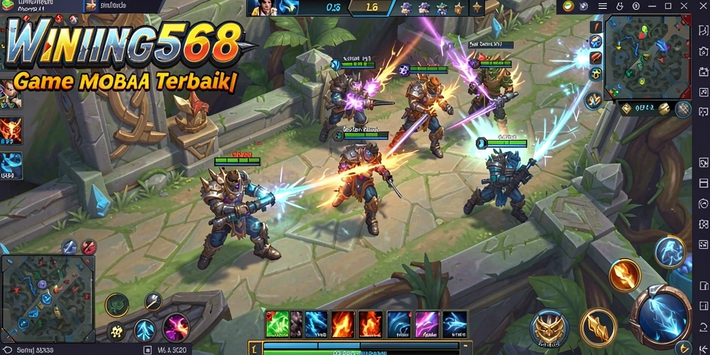 Tampilan gameplay seru dari WINNING568 dengan pertempuran strategi MOBA.